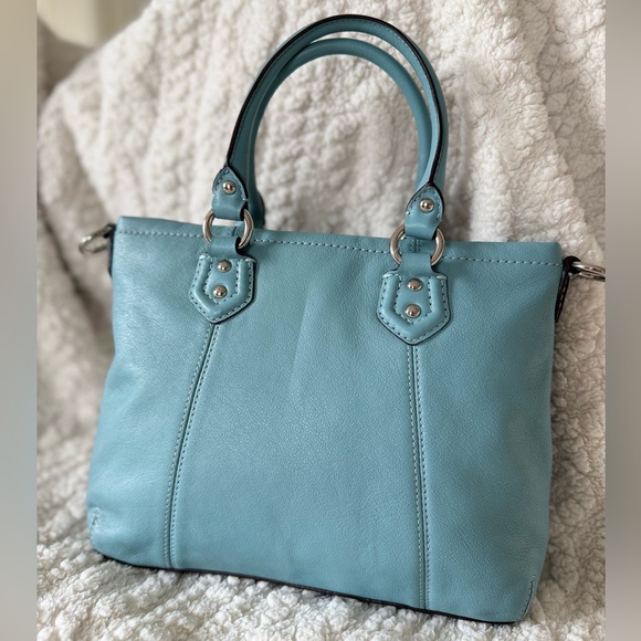 Vintage Coach Y2K Mini Ashley Leather Tote & Crossbody Bag Tiffany Blue & Silver - Picture 3 of 10
